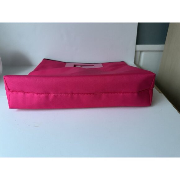 NWT Clinique logo Pink 15" Large Tote Bag faux leather handle 2023 - Picture 5 of 7
